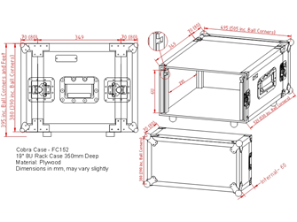 Cobra 8U 19-Inch Rack Flight Case 350mm Deep – Strong Plywood, Removable Lids